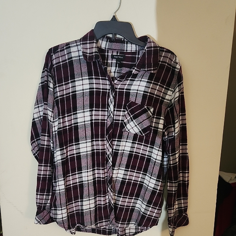 Well Worn Checkered Shirt - Black, White, Purple